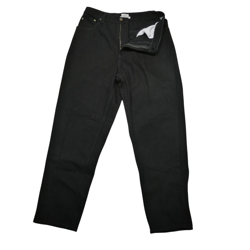 L.L. Bean Jeans Womens 12 Black Dark Wash Original Fit Relaxed Straight Denim